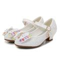 filles talons fête mary jane pompe basique pu petits enfants (4-7 ans) grands enfants (7 ans ) robe cristal bowknot blanc noir violet printemps et été / chaussures fille de fleur / eu36