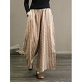 Femme Ample Chino Pantalon Rétro Vintage Mode Léger Toute la longueur Taille médiale Rayé Poche Taille elastique Bouffant Respirabilité Confortable Micro-élastique Vacances Casual du quotidien Noir