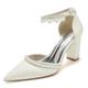 chaussures de mariage pour femmes escarpins chaussures de demoiselle d'honneur de mariée élégant luxueux vin noir blanc strass imitation perle talon épais bout pointu satin bride à la cheville chaussures cadeaux de Saint Valentin fête