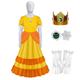 Princesse Peach Costume de Cosplay Bal Masqué Femme Fille Cosplay de Film Accessoires Cosplay Jaune Rose Claire Vert Halloween Carnaval Mascarade Robe Gants Couronnes