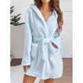 Femme Polaire Corail Robe Fluffy Fuzzy Peignoir Pyjama Robes Robe Couleur Pure Décontracté Confort Doux Maison Quotidien Lit Corail Velours Chaud Sweat À Capuche Manches Longues Poche Automne Hiver