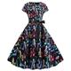 robe de soirée pour femme robes de thé vintage robe swing robe une ligne robe midi noir blanc rose manches courtes imprimé arc été printemps ras du cou vintage fête d'anniversaire vacances 2023