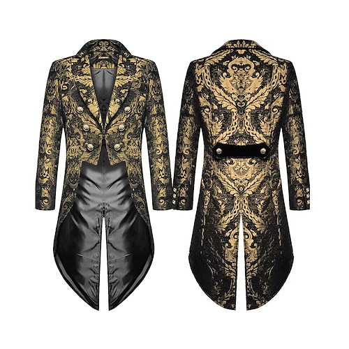 blazer décontracté pour homme noir doré vampire gothique veste grande taille showman smoking queue-de-pie robe redingote steampunk victorien