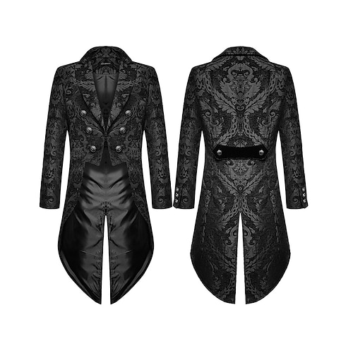 blazer décontracté pour homme noir doré vampire gothique veste grande taille showman smoking queue-de-pie robe redingote steampunk victorien