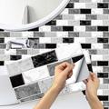 15x30cm 6pcs carreaux stickers muraux carrelage peinture dosseret amovible étanche décalcomanies auto-adhésives décoration de la maison salon cuisine salle de bain décor (noir) autocollant mural