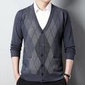 Homme Pull Chandail Pull en laine Cachemire Gilet Cardigan A côtes Tricoter Normal Poche Tricoté Rhombe Col V Guêtres Moderne contemporain Usage quotidien Sortie Vêtement Tenue Hiver Noir Rouge S M L