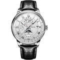Montre mécanique pour hommes luxe montre-bracelet analogique avec calendrier automatique phase de lune étanche noctilucente montre en cuir véritable cadeau