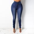 Femme Bleu Ciel Bleu moyen Noir Couleur unie / unie Denim Taille haute du quotidien Classique Jean Slim S