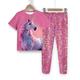 Fille 3D Licorne Ensemble pyjama t-shirt et pantalon Manche Courte 3D effet Eté Printemps Automne Actif Mode Le style mignon Polyester Enfants 3-12 ans Col Ras du Cou Intérieur Casual Standard