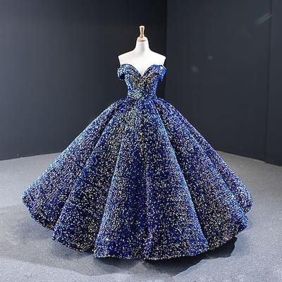 robe de bal robe de soirée luxueuse scintillante quinceanera robe de soirée formelle d'anniversaire épaules dénudées sans manches longueur au sol paillettes avec plis sequin 2022