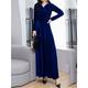 Robe velours Robe Évasée Robe semi-formelle Femme robe longue Ruché Soirée Rendez-vous Festival Elégant Rétro Vintage Col V manche longue 2023 Standard Noir Vin Bleu Roi M L XL XXL 3XL