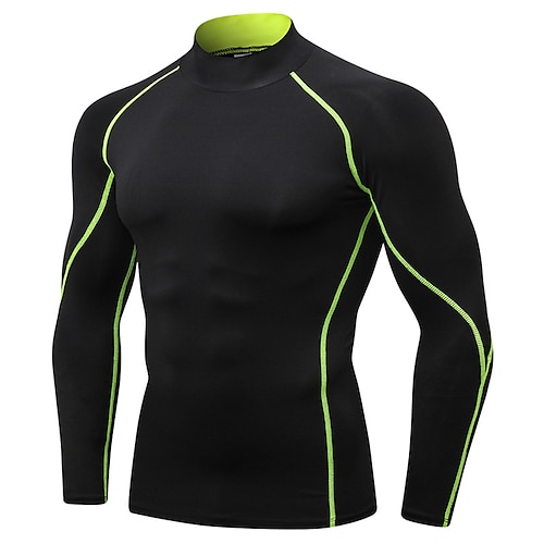 Homme T-shirt de compression T-shirt de course manche longue Couche de base Été Printemps Hiver Séchage Rapide Power Flex Évacuation de l'Humidité Respirant Entraînement en salle Course Fitness Tenue