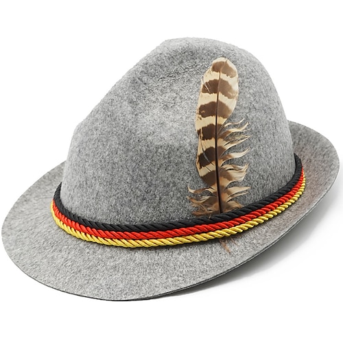 Oktoberfest Chapeau Tyrolien Tirolerhut Chapeau alpin Allemand Munich Style Traditionnel Prairies Homme Tissu de style traditionnel