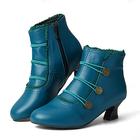 Femme Bottes Bottes à boutons Grandes Tailles Bottines Bottines du quotidien Couleur unie Bottines Bottines Talon bloc Bout rond Elégant Rétro Vintage Mode Faux Cuir Boucle Noir Rose bleu marine
