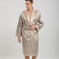 Homme Grande Taille Pyjamas robe Robe de soie robe de chambre Rayé Robes de Chambre du quotidien Spa Fausse Soie Satin Poids Léger V Profond Bandes Ceinture Incluse Automne Printemps été Champagne