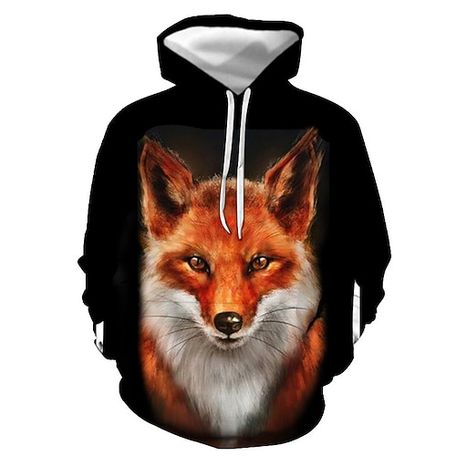 Homme Graphique Renard Sweat à capuche Sweats à capuche Sweatshirt Streetwear Occasionnel manche longue À capuche Occasionnel Quotidien Bleu Roi Bleu Orange Gris Imprimé Printemps Automne Designer