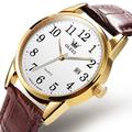 Montre à Quartz pour Hommes OLEVS Calendrier Étanche Montre en Cuir Véritable
