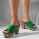 Femme Sandales Sandales à talons Pantoufles d'extérieur Sandales Corkys Extérieur du quotidien Couleur unie Eté Talon Bottier Bout ouvert Décontractées Minimalisme Daim Mocassins Noir Orange Vert