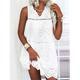 robe blanche Robe dentelle Robe casual Femme Mini robe Dentelle Patchwork Plein Air Rendez-vous Vêtement de rue basique Col V Sans Manches Ample Blanche S M L XL 2XL