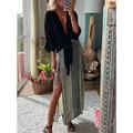 Femme Ensemble Robe Deux Pièces Robe casual Jupe Ensemble Robe imprimée Soirée Vacances Soirée Hawaïen Cordon robe longue Col V Manches 3/4 marinière Ample Noir Eté Printemps S M L XL