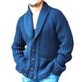 homme cardigan pull gros cardigan pull court câble régulier boutonné uni col châle vintage échauffements décontracté usage quotidien vêtements vêtements manches raglan automne hiver bleu m l xl