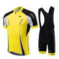 Fastcute Homme Unisexe Maillot et Cuissard Avec Bretelles Velo Cyclisme Manche Courte VTT Vélo tout terrain Vélo Route Jaune Vert clair Rouge Mode Vélo Maillot Collant à Bretelles / Corsaire