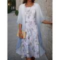 Robe de graduation pour femmes Robe Midi Robe d'invitée de mariage Robe cocktail Robe en chiffon Vacances Mode Imprimé décontracté Élégante Ensemble de deux pièces Col rond À manches mi-longues