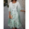 Robe de graduation pour femmes Robe Midi Robe d'invitée de mariage Robe cocktail Robe en chiffon Vacances Mode Imprimé décontracté Élégante Ensemble de deux pièces Col rond À manches mi-longues