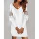 Robe d'hiver Robe Droite Robe unie Femme Mini robe Dentelle Patchwork Plein Air du quotidien Rendez-vous Elégant Col V manche longue 2023 Standard Noir Blanche Rouge S M L XL XXL