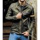 Veste en cuir synthétique polyuréthane pour hommes manteau en faux cuir motard style vintage hiver décontracté quotidien travail en plein air noir vêtements d'extérieur chauds hauts poche