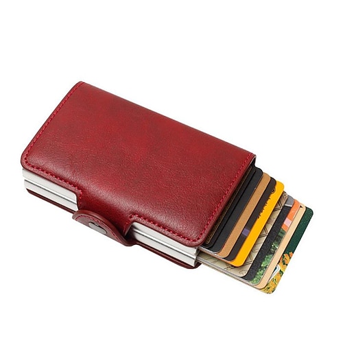 Porte-cartes de crédit RFID à pop-up porte-cartes de crédit en cuir PU portefeuille blocage RFID pour hommes porte-cartes d