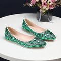 chaussures de mariage pour la mariée demoiselle d'honneur femmes bout fermé bout pointu argent bleu or rouge pu appartements avec strass cristal talon plat fête de mariage saint valentin bling bling chaussures mode luxueuse