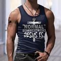 jésus lettre hommes sport impression 3d débardeur gilet haut sans manches t-shirt pour hommes sports en plein air décontracté gym t-shirt noir blanc bleu marine sans manches col rond chemise vêtements d'été