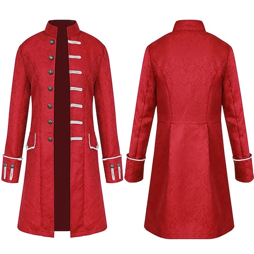 Homme Manteau Caban Utilisation Soirée Le style rétro Printemps Automne Conception spéciale Antique Millésime Rétro Longue Vêtements pour hommes en jacquard médiéval [blanc] Vêtements pour hommes
