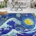 Wellsay Japanese Sea Non Slip Area Rug for Living Dinning Room Bedroom Kitchen 2 x 3 (24 x 36 Inches / 60 x 90 cm) Van Gogh The Starry Night Nursery Rug Floor Carpet Yoga Mat