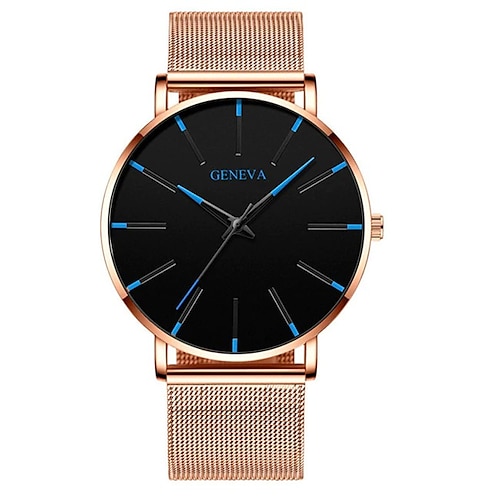 Montre à quartz Genève pour hommes montre ultra fine minimaliste en acier inoxydable montre élégante pour hommes montre d'affaires décontractée à quartz