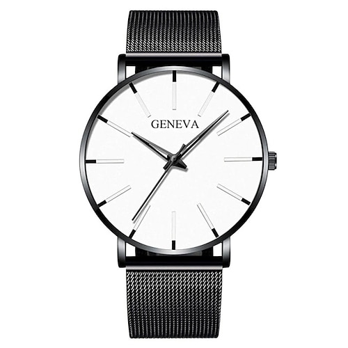 Montre à quartz Genève pour hommes montre ultra fine minimaliste en acier inoxydable montre élégante pour hommes montre d'affaires décontractée à quartz