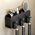 porte-brosse à dents noir salle de bain toilette non perforé mural rince-bouche électrique tasse brosse tasse espace mural support de rangement en aluminium