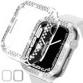 Lot de 2 pour Apple Watch Bumper Case 41 mm Series 7 Accessoires sans protection d'écran iWatch Protection PC Bling Cover Diamond Case Crystal Frame pour femme fille (pour 41 mm uniquement clair-argenté)