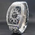 Montre Quartz Iced Out Pour Hommes Femmes Grand Poignet Montres Quartz Plein Diamant Visage Bleu Accessoires Hip Hop Montre Étanche Reloj Hombre