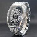 montre à quartz glacée pour hommes femmes gros poignet plein diamant montres à quartz hommes visage bleu hip hop accessoires étanche reloj hombre