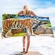 1 pc grandes serviettes de bain épaisses 3d tigre blanc conception coton serviette de plage pour femmes hommes voyage natation yoga couverture