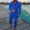 Homme Ensemble POLO Sport de détente Sortie Col rabattu manche longue Sportif Décontractées Couleur Pleine Courbe Patchwork Zippé Automne hiver Mince Noir / Gris Gris blanc Noir Jaune Vert Claire