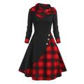 robe de réveillon du nouvel an pour femme robe tartan robe fourreau noir vin rouge à manches longues plaid patchwork hiver automne à capuche robe d'hiver moderne robe de week-end d'automne coupe ample