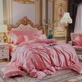 Housse de couette en soie tachée ensembles de literie housse de couette avec 1 housse de couette ou couvre-lit, 1 drap, 2 taies d'oreiller pour double/reine/roi (1 taie d'oreiller pour jumeau/simple)