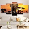 5 panneaux toile imprimée tableau déco mur art affiches affiches/image éléphant animal arbre coucher du soleil décoration de la maison décor roulé toile avec cadre tendu