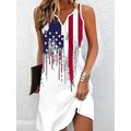 Jour de l'Indépendance Robe Mini Femme Robe Petite Robe T-Shirt Robe Tee Robe d'été Robe Active Mode Streetwear Plein Air Vacances Rue Coupe Régulière Drapeau Sans Manches Fente