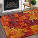 Wellsay Autumn Maple Non Slip Area Rug for Living Dinning Room Bedroom Kitchen 4 x 5 (48 x 63 Inches / 120 x 160 cm) Autumn Maple Nursery Rug Floor Carpet Yoga Mat