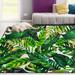 Wellsay Palm Leaf Non Slip Area Rug for Living Dinning Room Bedroom Kitchen 1.7 x 2.6 (20 x 31 Inches) Watercolor Tropical Leaf Nursery Rug Floor Carpet Yoga Mat