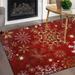 Wellsay Christmas Snowflake Non Slip Area Rug for Living Dinning Room Bedroom Kitchen 4 x 5 (48 x 63 Inches) Christmas Winter Holiday Nursery Rug Floor Carpet Yoga Mat